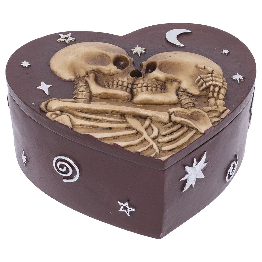 Fujima Skeleton Love Heart-Shaped Polyresin Stash Box – 5.3″x4.7″