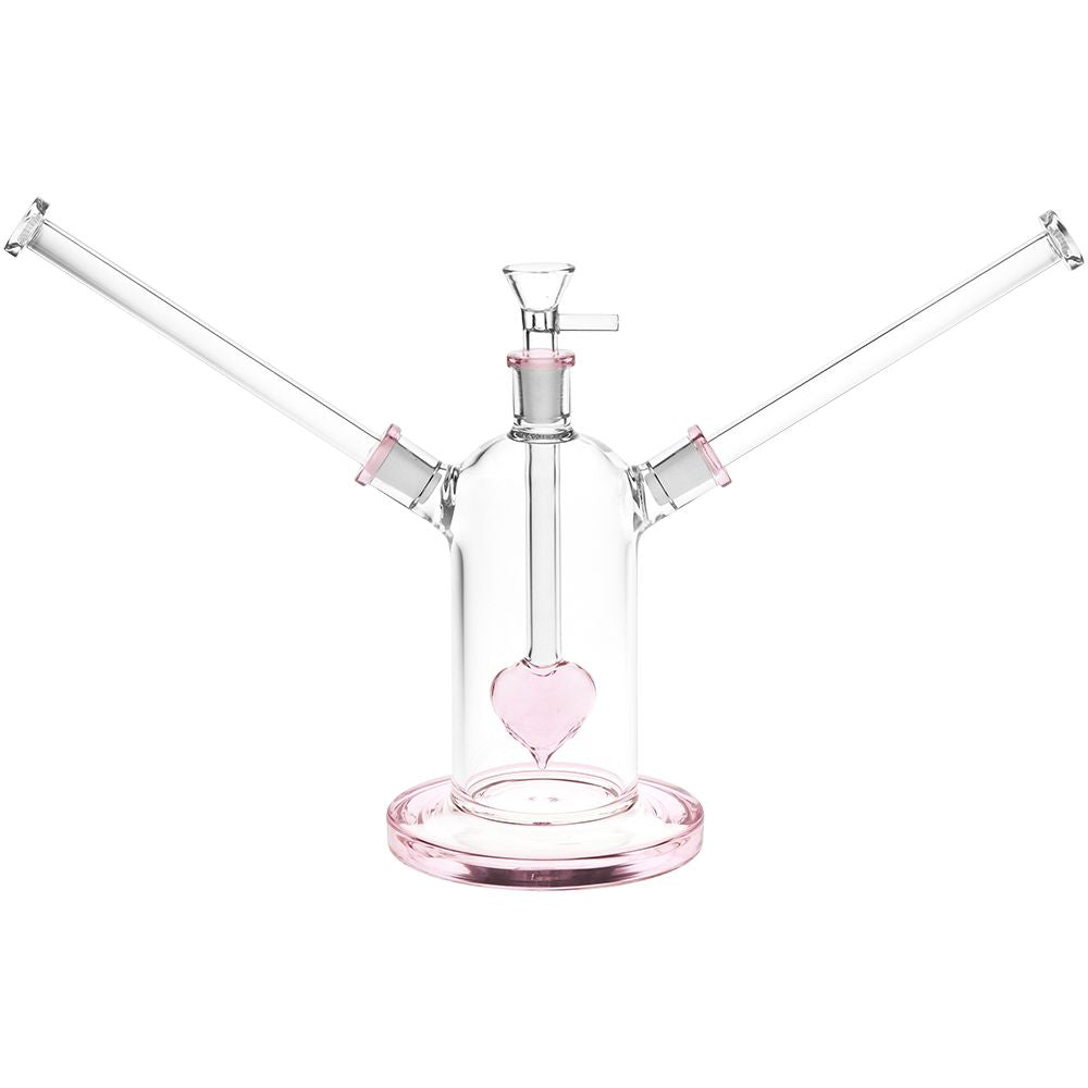 Date Night Heart Perc Dual Neck Glass Water Pipe – 7″ / 14mm F