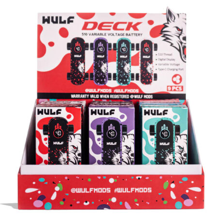 Wulf Deck Skateboard Cartridge Battery 9-Pack Display