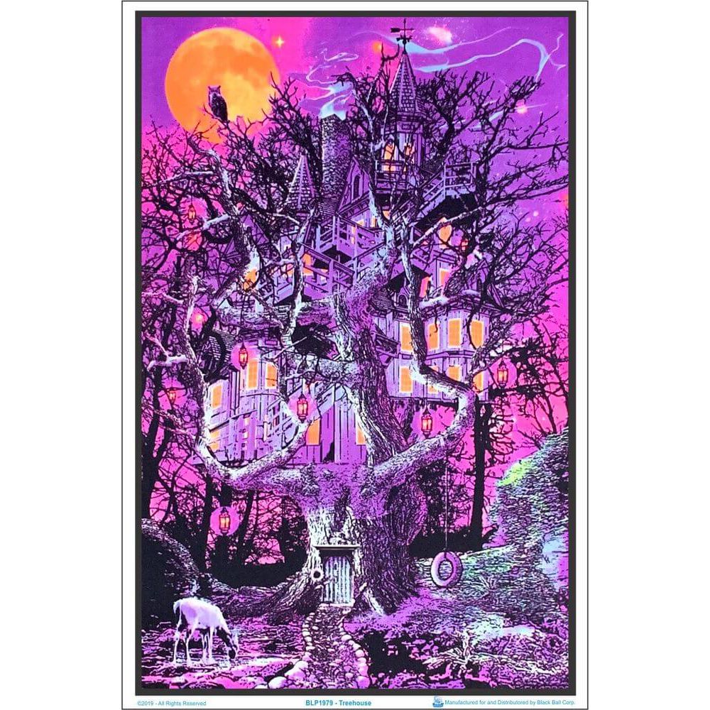 Treehouse Flocked Blacklight Poster – 23″x35″