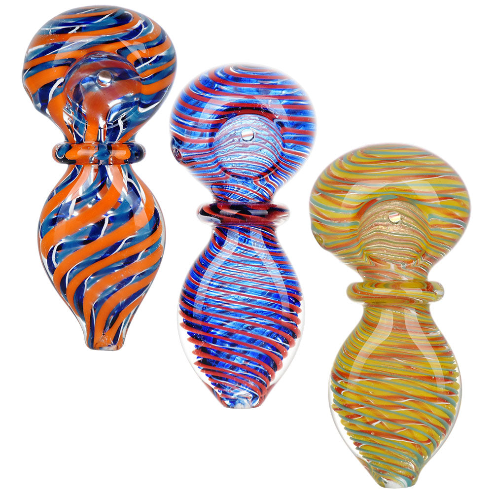 Swirled Delight Glass Spoon Pipe – 3.5″ / Assorted Colors 10PC