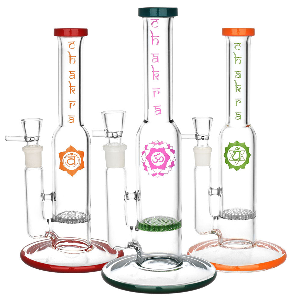 Radiant Chakra Water Pipe – 9″ / 14mm F / Colors Vary