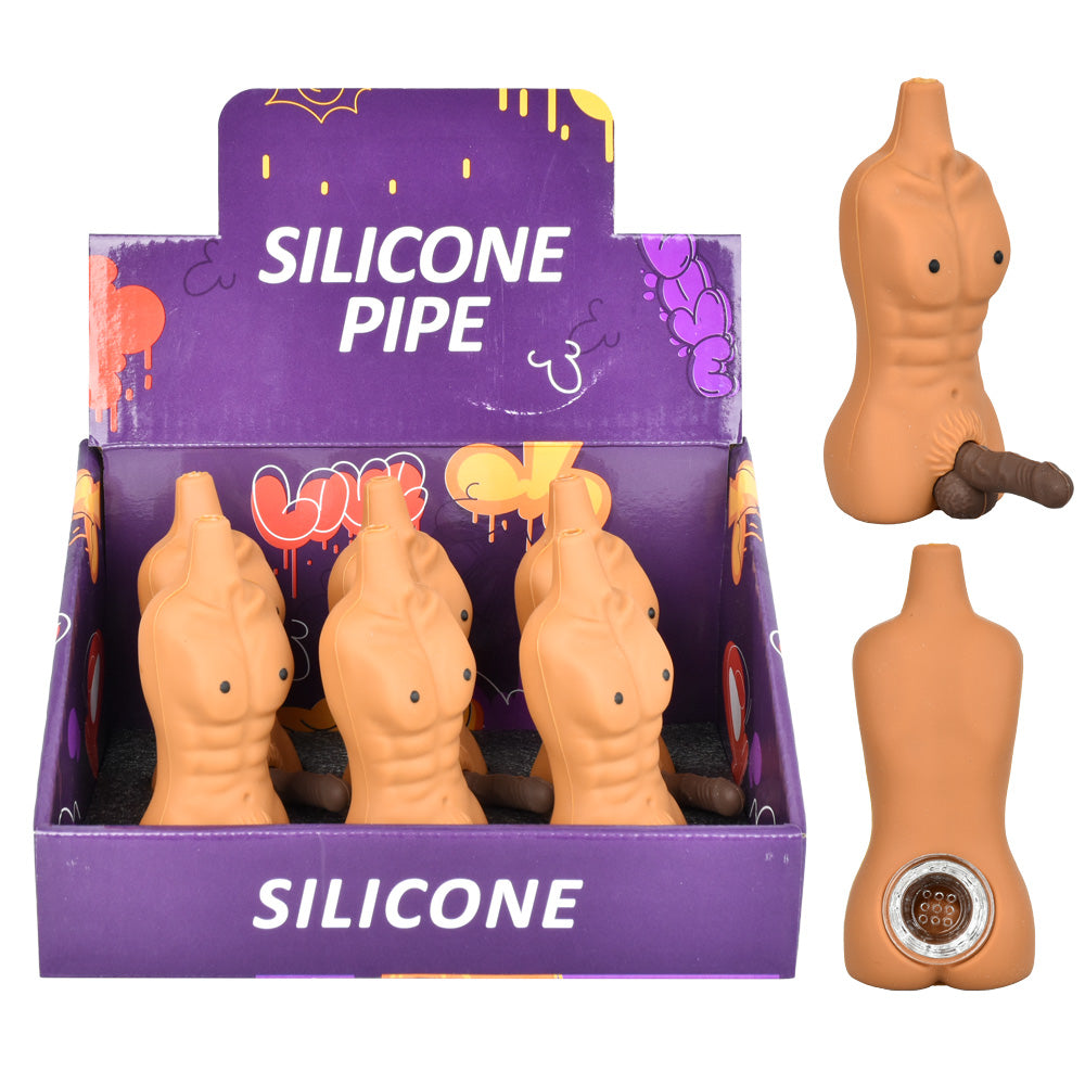 Chiseled Person w/ Penis Silicone Pipe – 4.25″ 6pcs