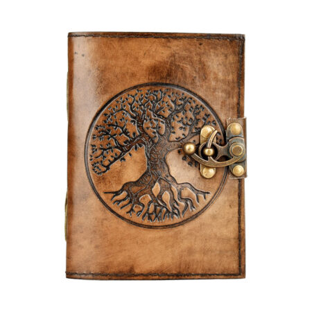 Tree Of Life Embossed Leather Journal w/ Metal Closure - 5"x7"