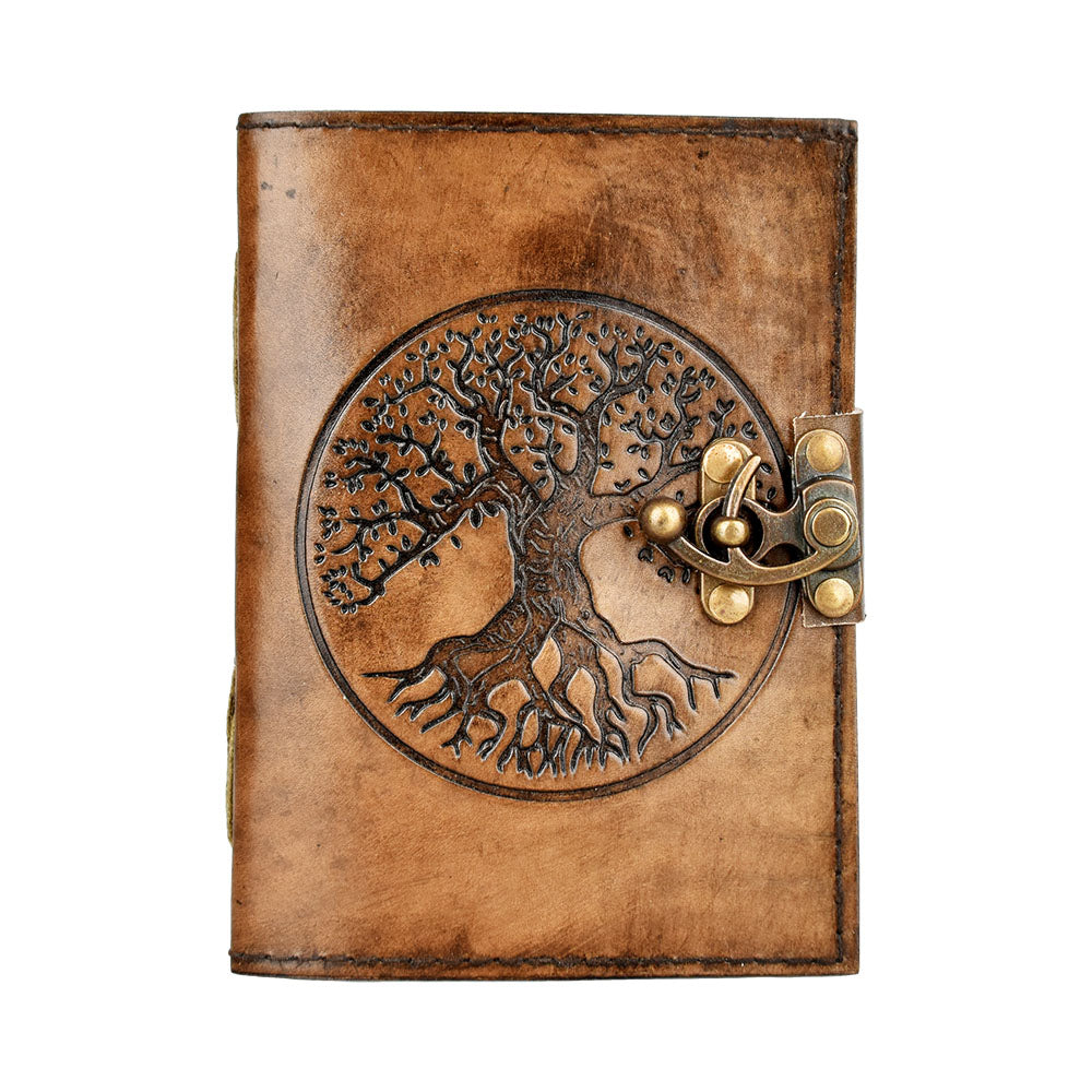 Tree Of Life Embossed Leather Journal w/ Metal Closure – 5″x7″