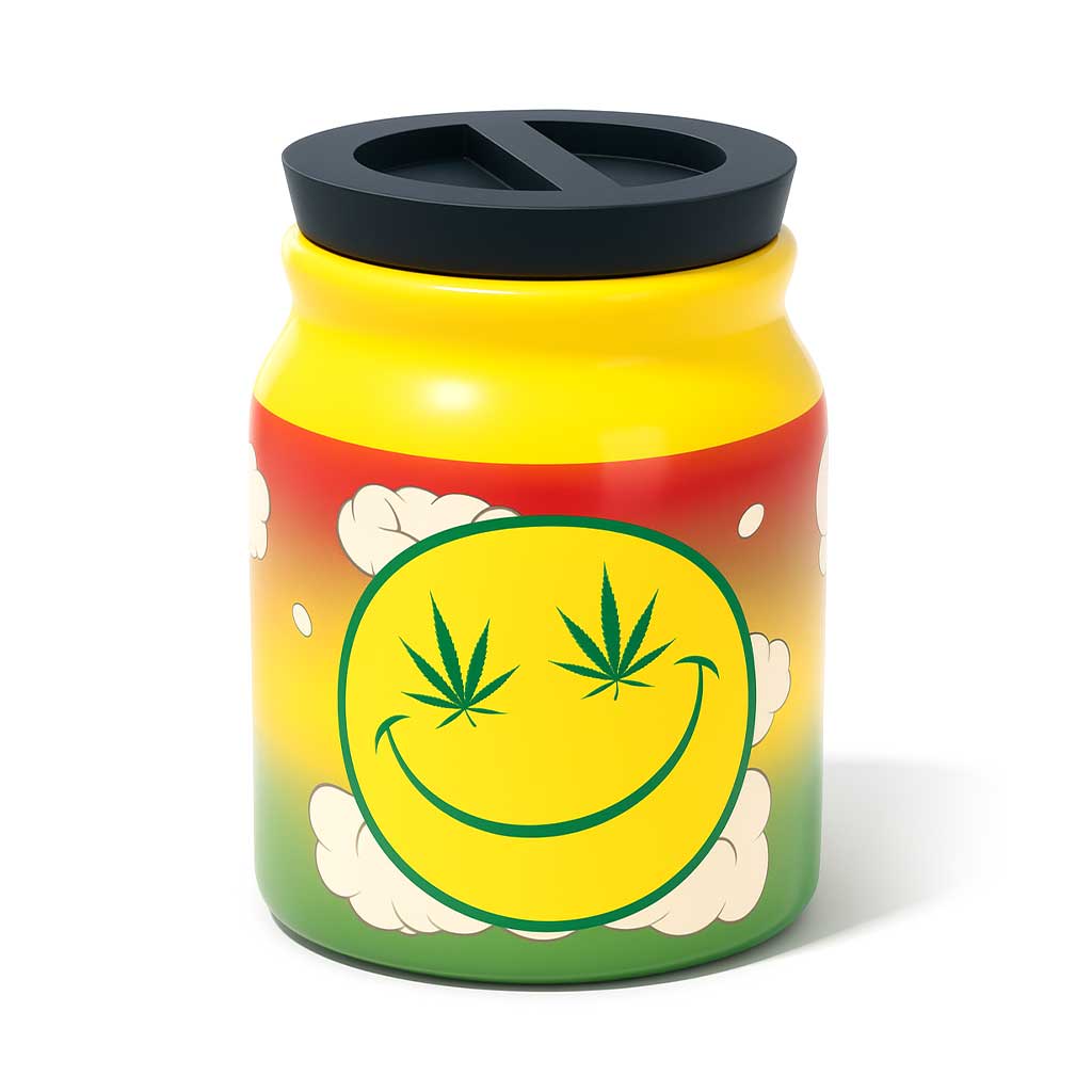 LARGE CERAMIC STASH JAR – STONED SMILEY