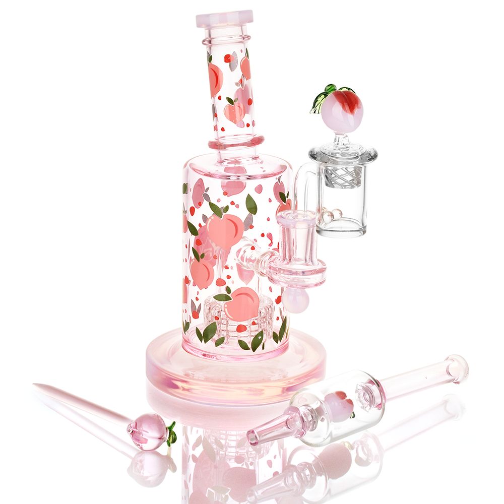 Pulsar Fruit Series Peaches & Cream Glow in The Dark Dab Rig Kit – 8″ / 14mm F