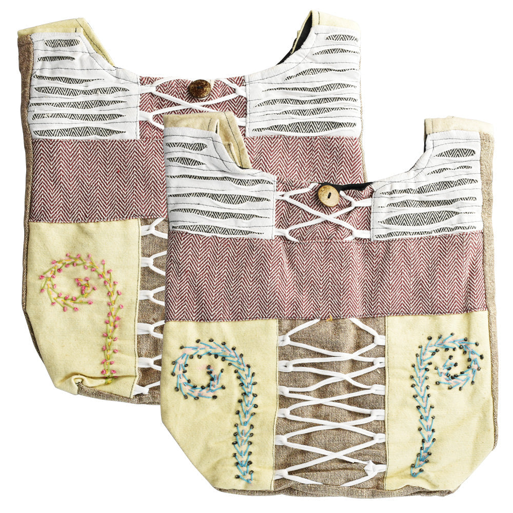 ThreadHeads Floral Vines Cotton Sling Bag – 14″x14″/Colors Vary