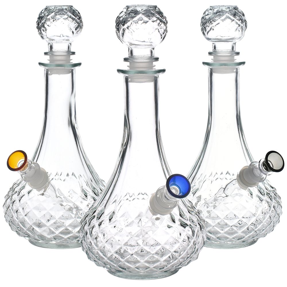 Vintage Decanter Style Glass Bong w/ Cap – 8.25″/ Long Neck