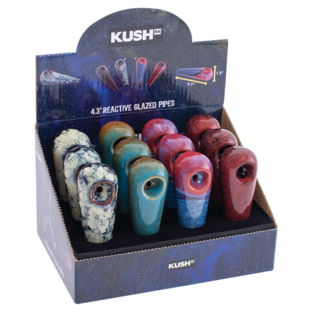 Kush RX Mini Reactive Glazed Ceramic Hand Pipes - 4.25" / 12ct