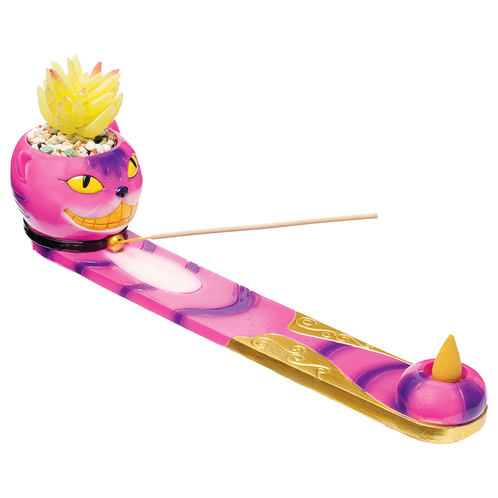 Fujima Trippy Cat Incense Burner with Faux Plant – 12.5″