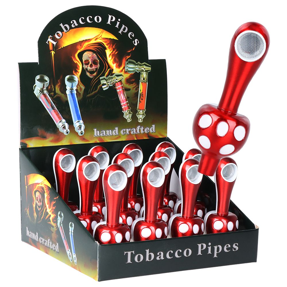 12CT DISPLAY – Spotted Mushroom Metal Hand Pipe  – 3.75″
