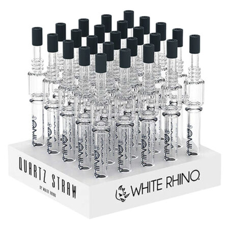 White Rhino Quartz Dab Straw V4 w/ Silicone Cap - 5" 25ct