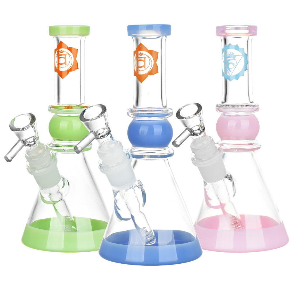 Om Sweet Om Chakra Beaker Water Pipe – 7″ / Colors Vary