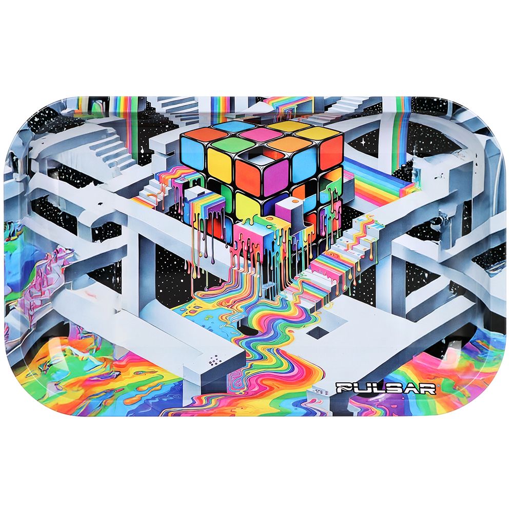 Pulsar Metal Rolling Tray – Cubic Reality / 11″x7″