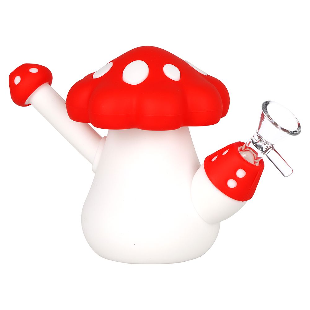 SeshGear Red Mushroom Silicone Water Pipe – 4.5″ / 14mm F / Red
