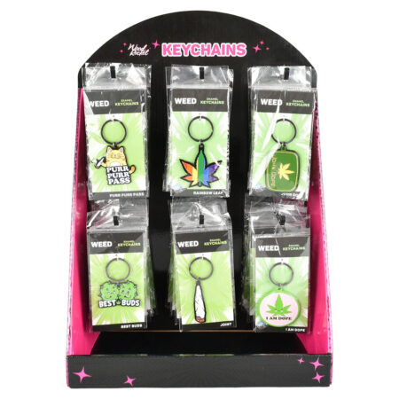 Wood Rocket Hemp Enamel Keychains – Assorted Designs 36PC DISPLAY –