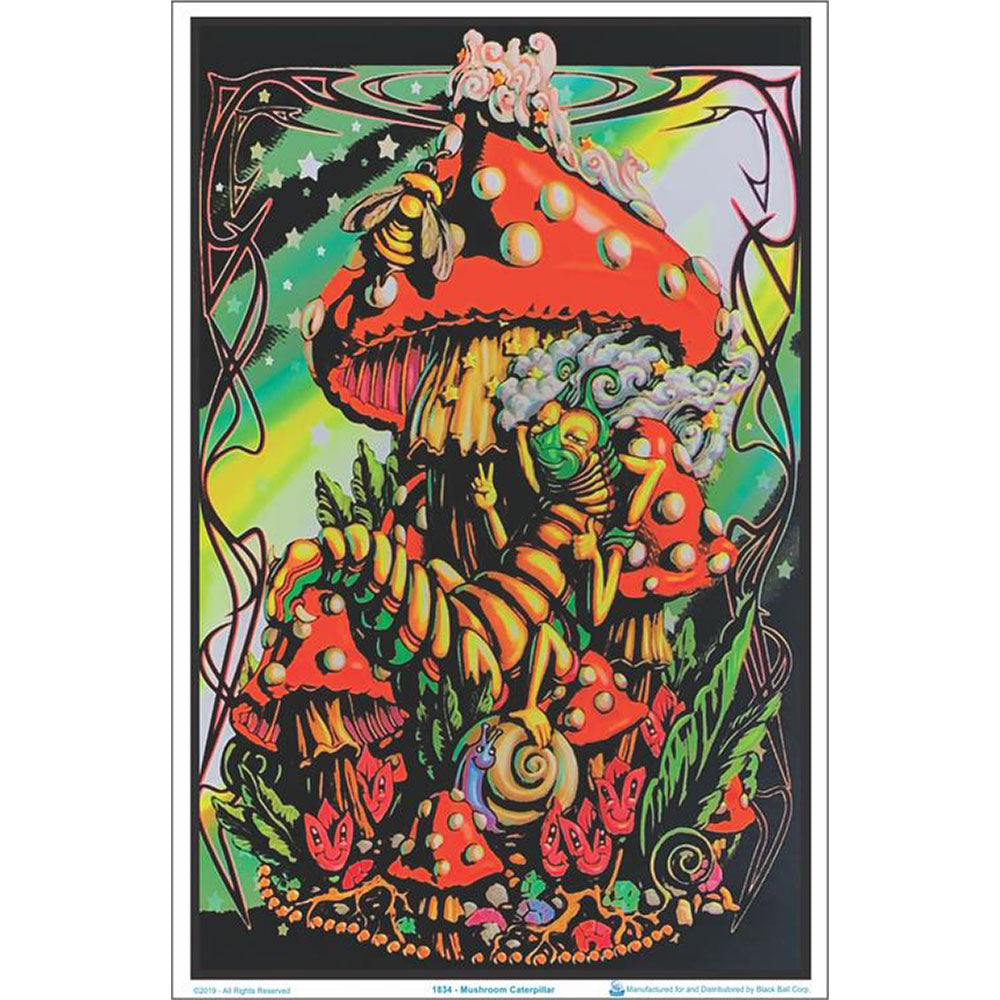 Mushroom Caterpillar Blacklight Poster | 23″ x 35″