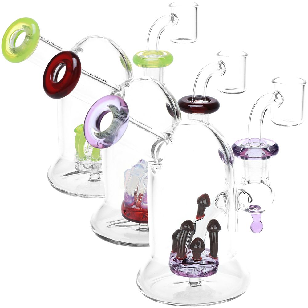 Pulsar Bioluminescence Shroom Perc Mini Glass Dab Rig – 5″ / 14mm F / Colors Vary