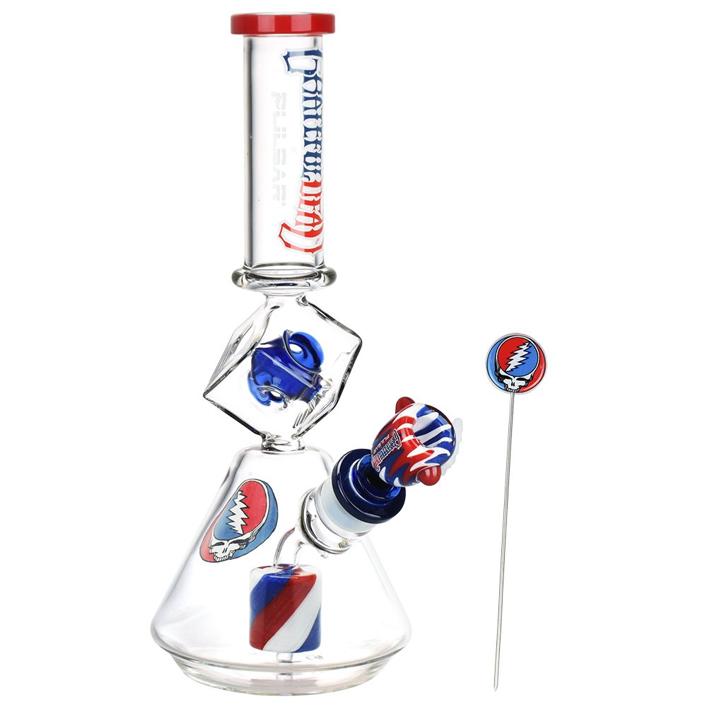 Grateful Dead x Pulsar Inception Cube Beaker Glass Water Pipe – 12.75″ / 14mm F