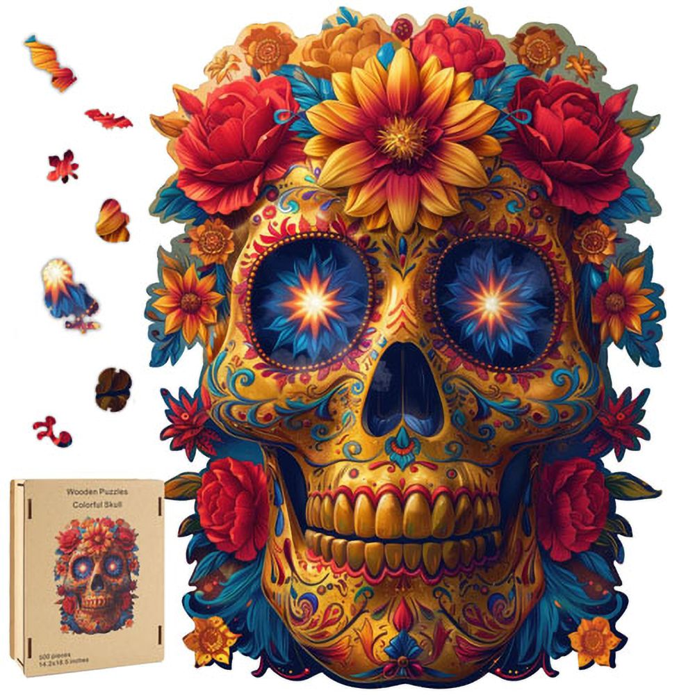 Sugar Skull Whimsy Wooden Puzzle – 500 Pieces
