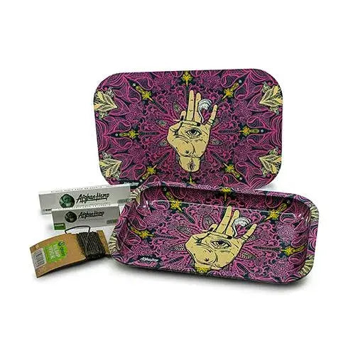 Afghan Hemp Metal Tray for Rolling and Organization - Image 22