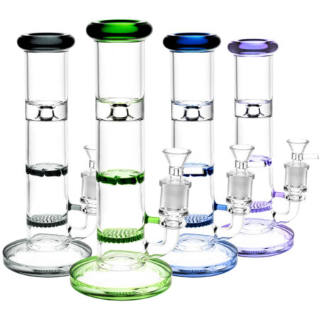 Honeycomb & Turbine Perc Water Pipe – 9″/14mm F/Colors Vary