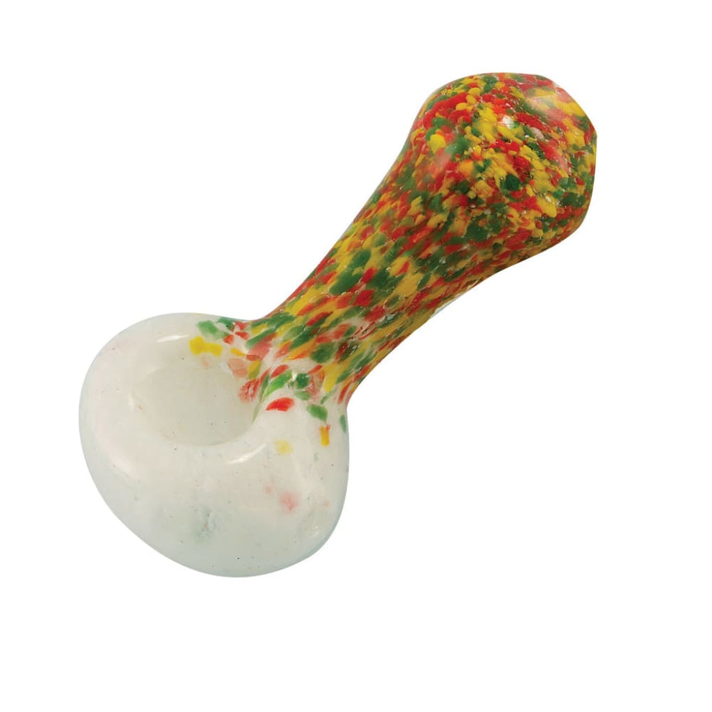 Rasta Colored Frit Borosilicate Glass Spoon Pipe For Travel
