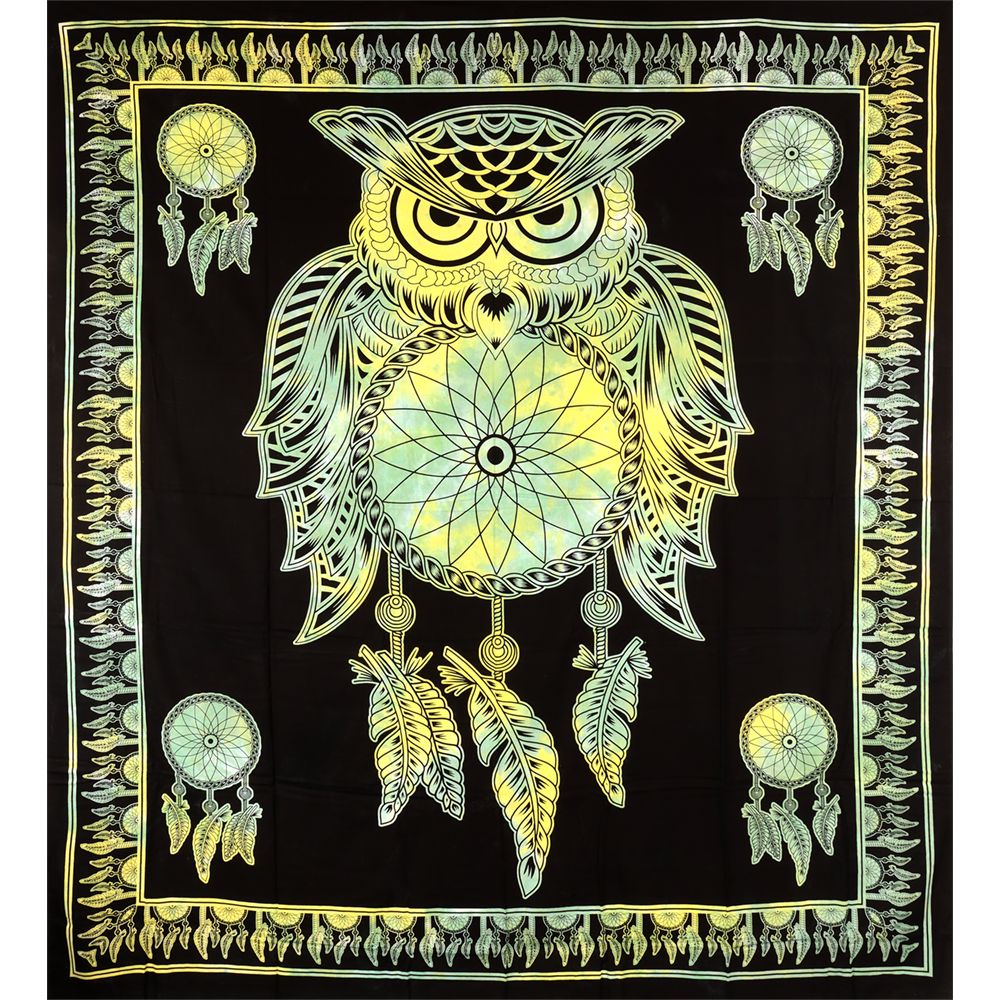 Trippy Sheetz Owl Tie-Dyed Tapestry – 85″x100″