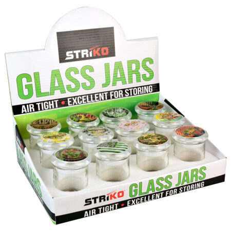 Striko Glass Jar - 3" / 420 Designs - 12PC DISPLAY