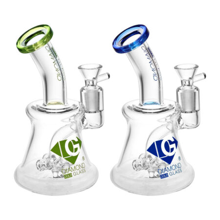 Diamond Glass Gold Cross Water Pipe - 6.75"/14mm F/Colors Vary