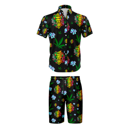 Lion Motif Black Shirt and Short Apparel Set