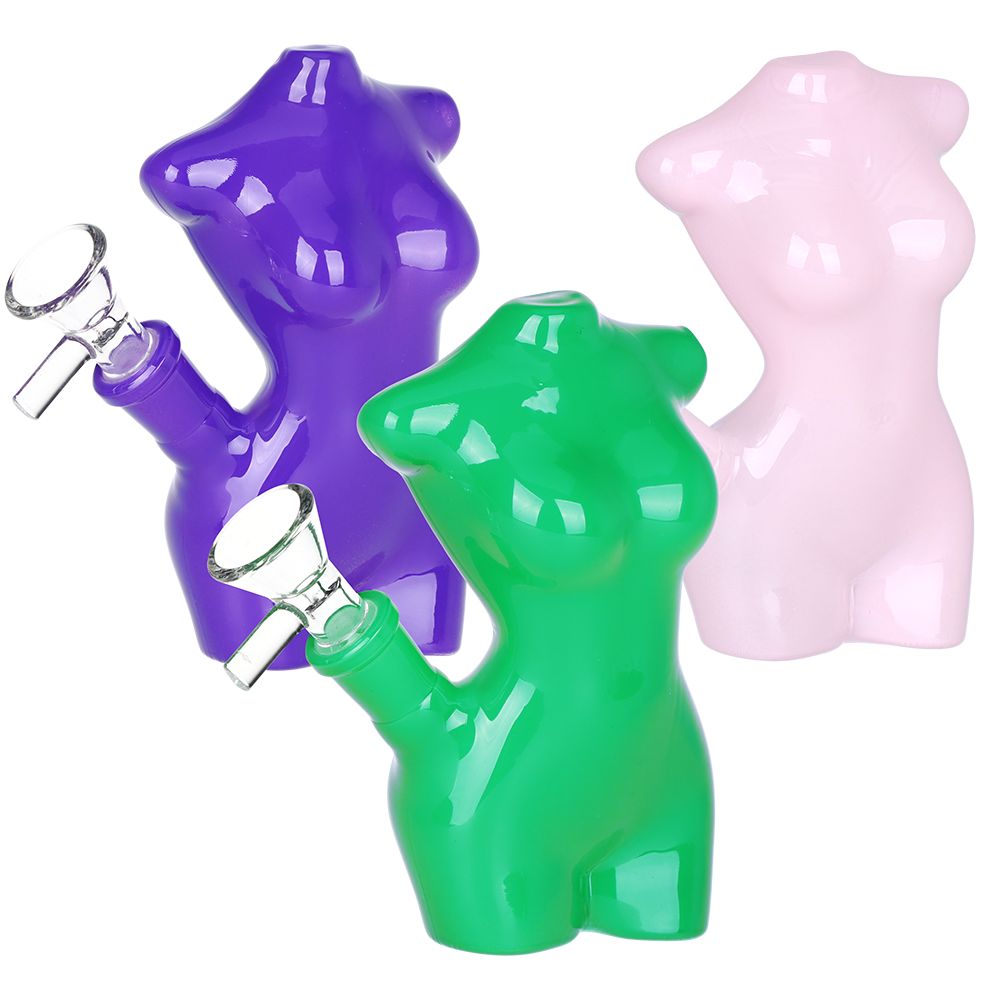 Lady Mannequin Mini Glass Water Pipe – 5″ / 14mm F / Colors Vary