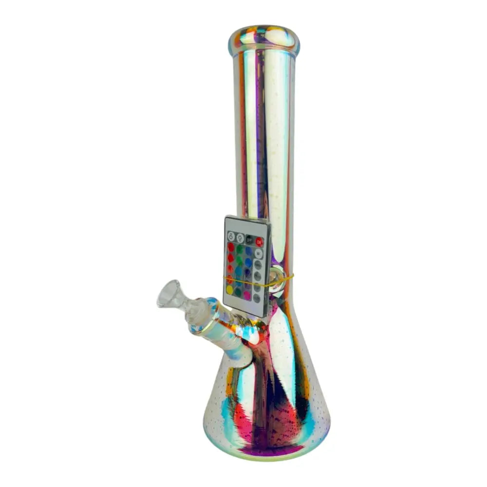 Smokerolla LED Chrome Glass Water Pipe 14 Inch
