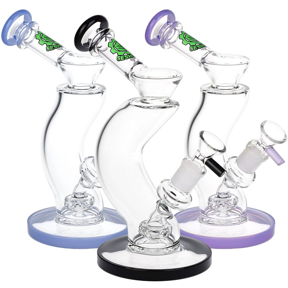 SeshGear Hip Check Curved Glass Water Pipe | 7.75″ | 14mm F