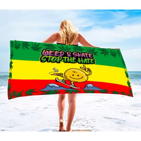 Weed and Skate-themed Beach Towel for Chill Beach Vibes