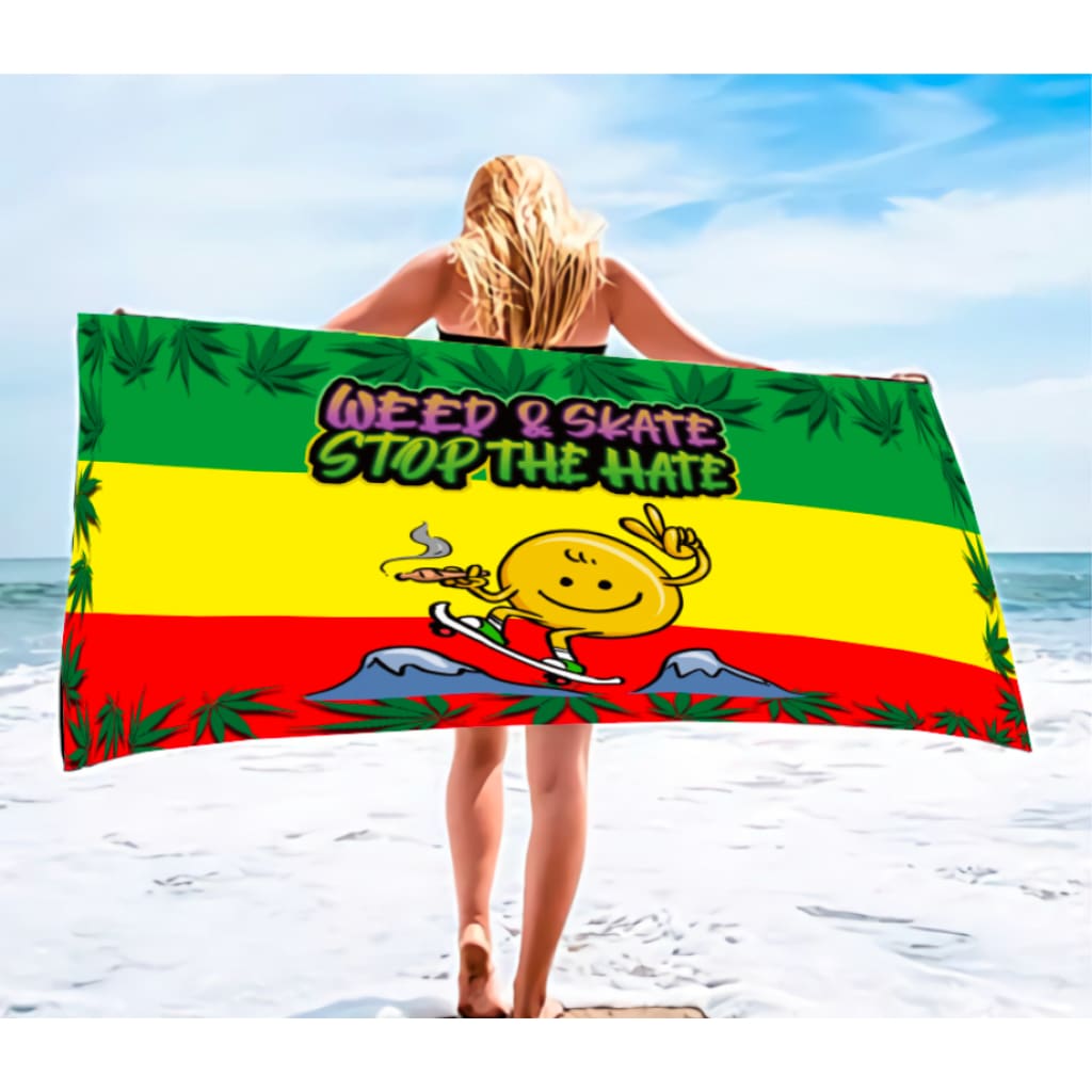 Weed and Skate-themed Beach Towel for Chill Beach Vibes