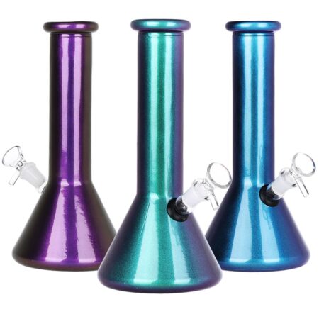 SeshGear Boxed Sparkle and Shine Beaker Glass Water Pipe – 10″ / 14mm F / Colors Vary