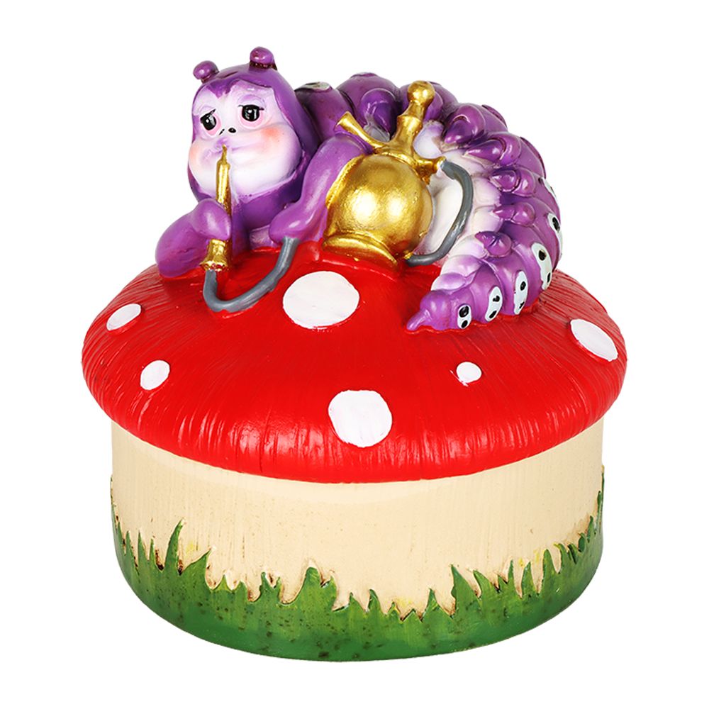 Caterpillar Mushroom Polyresin Trinket Box – 3.5″ x 4.5″
