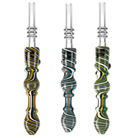 Pulsar Retro Stripes Glass Dab Straw - 6.25" / Colors Vary