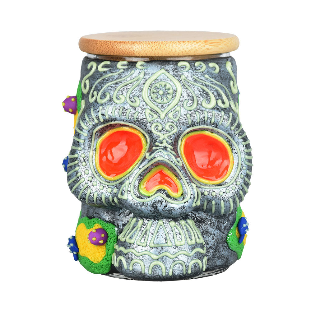 Pulsar Sugar Skull Glass Jar – 4.25″