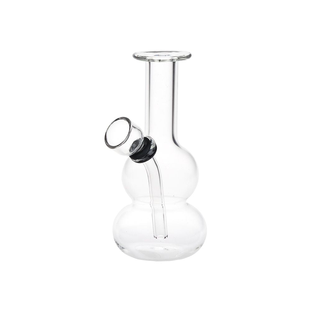 Itty Bitty Double Bubble Glass Water Pipe – 4.75″ / Clear