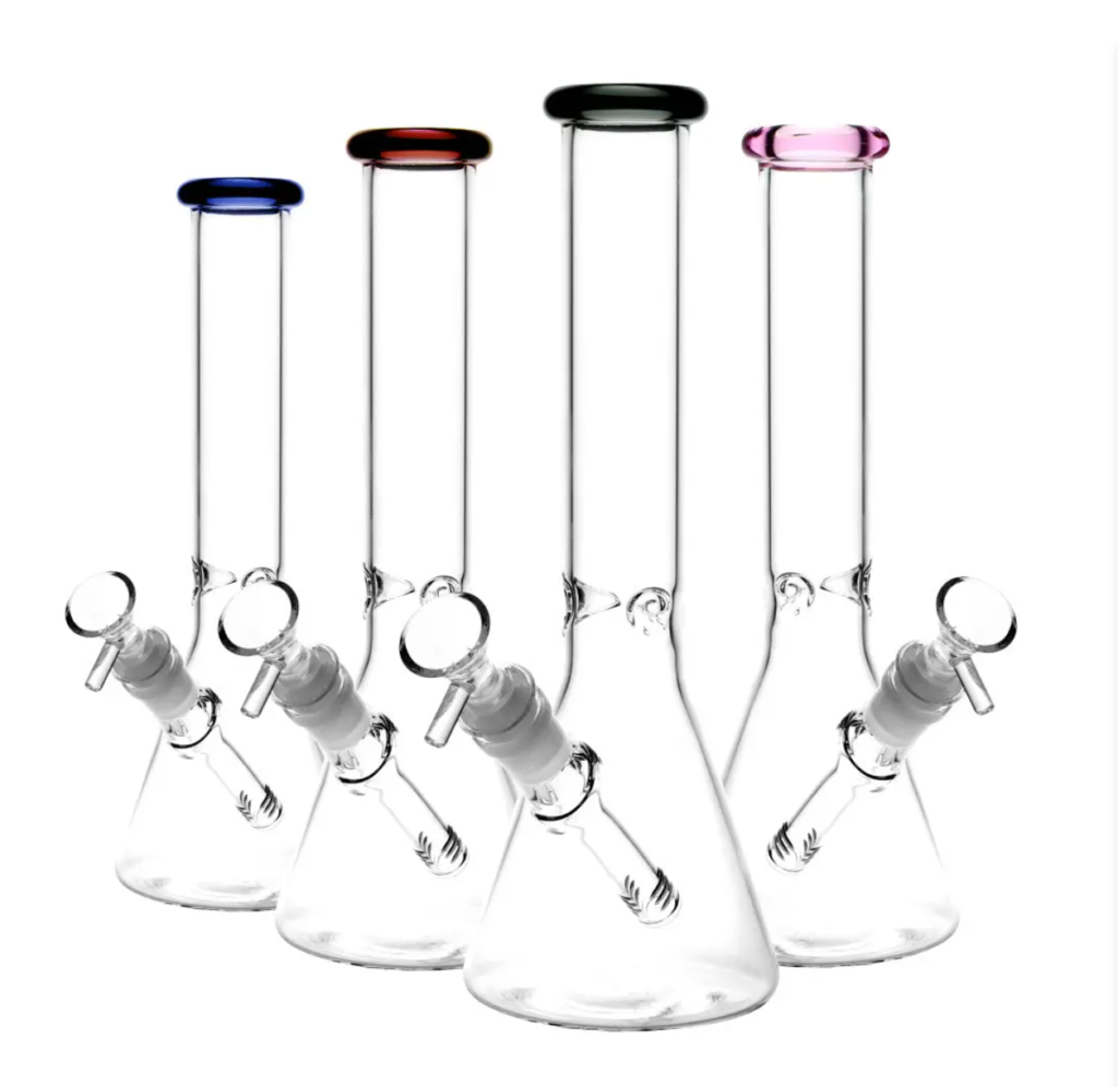 10″ Classic Clear Beaker Bong with Color Mouthpiece