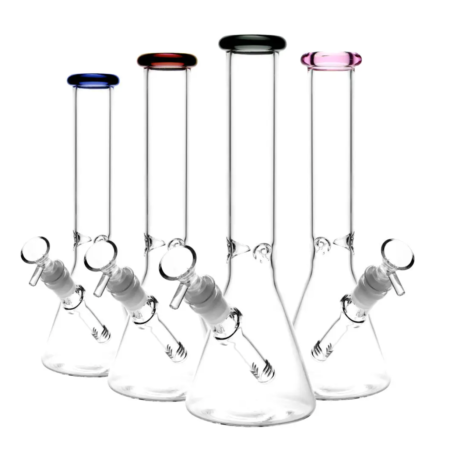 10" Classic Clear Beaker Bong with Color Mouthpiece