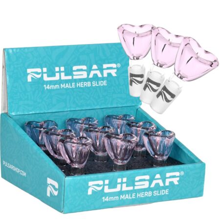 Pulsar Heart-Shaped Bowl Herb Slide – 14mm M / Pink 9ct