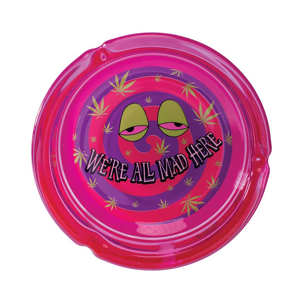 PURPLE WE’RE ALL MAD HERE GLASS ASHTRAY