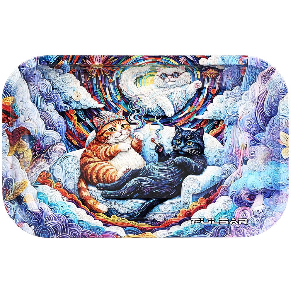 Pulsar Metal Rolling Tray –  Couch Cats / 11″x7″