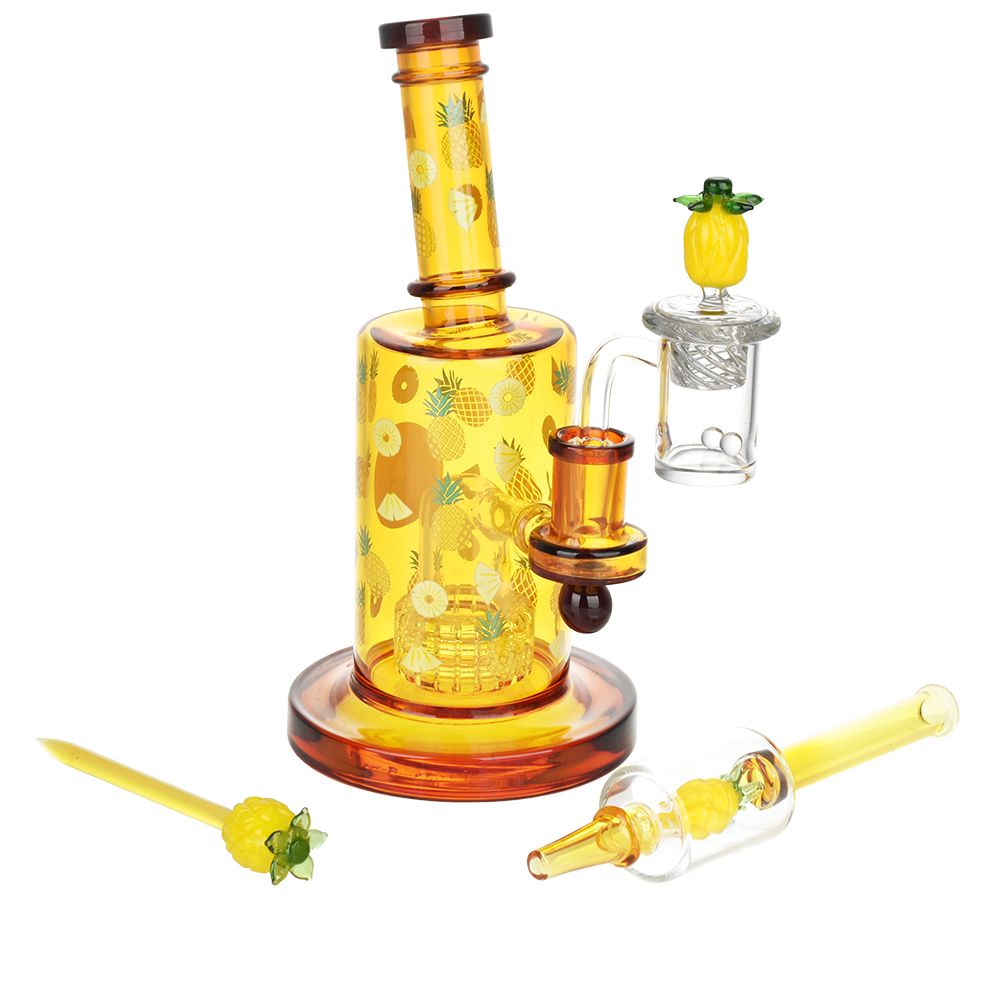 Pulsar Fruit Series Pineapple Express Glow In The Dark Dab Rig Kit – 8″ / 14mm F