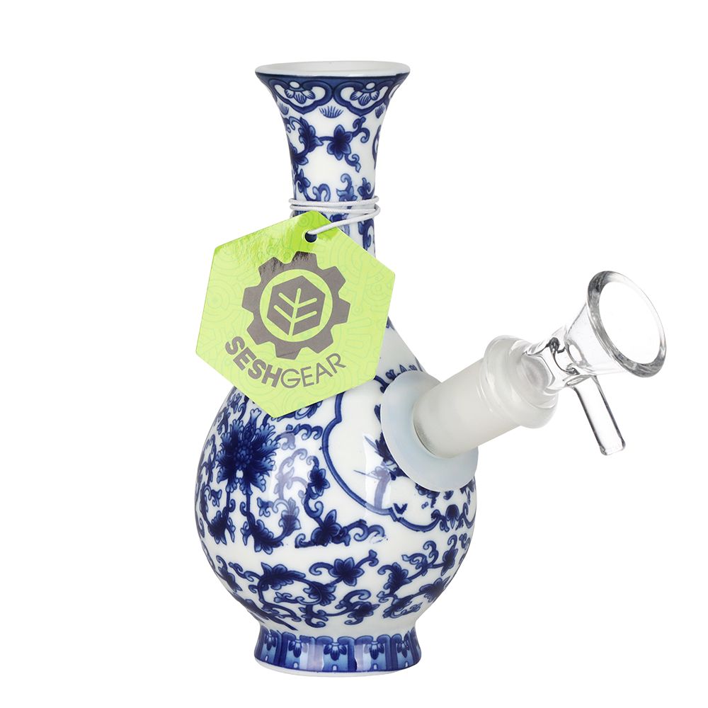 SeshGear Chinese Vase Ceramic Water Pipe –  5.75″ / 14mm F / Bubble Base