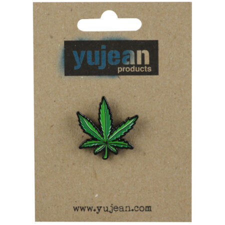 Hemp Leaf Enamel Hat Pin – Steel / 1″x1″